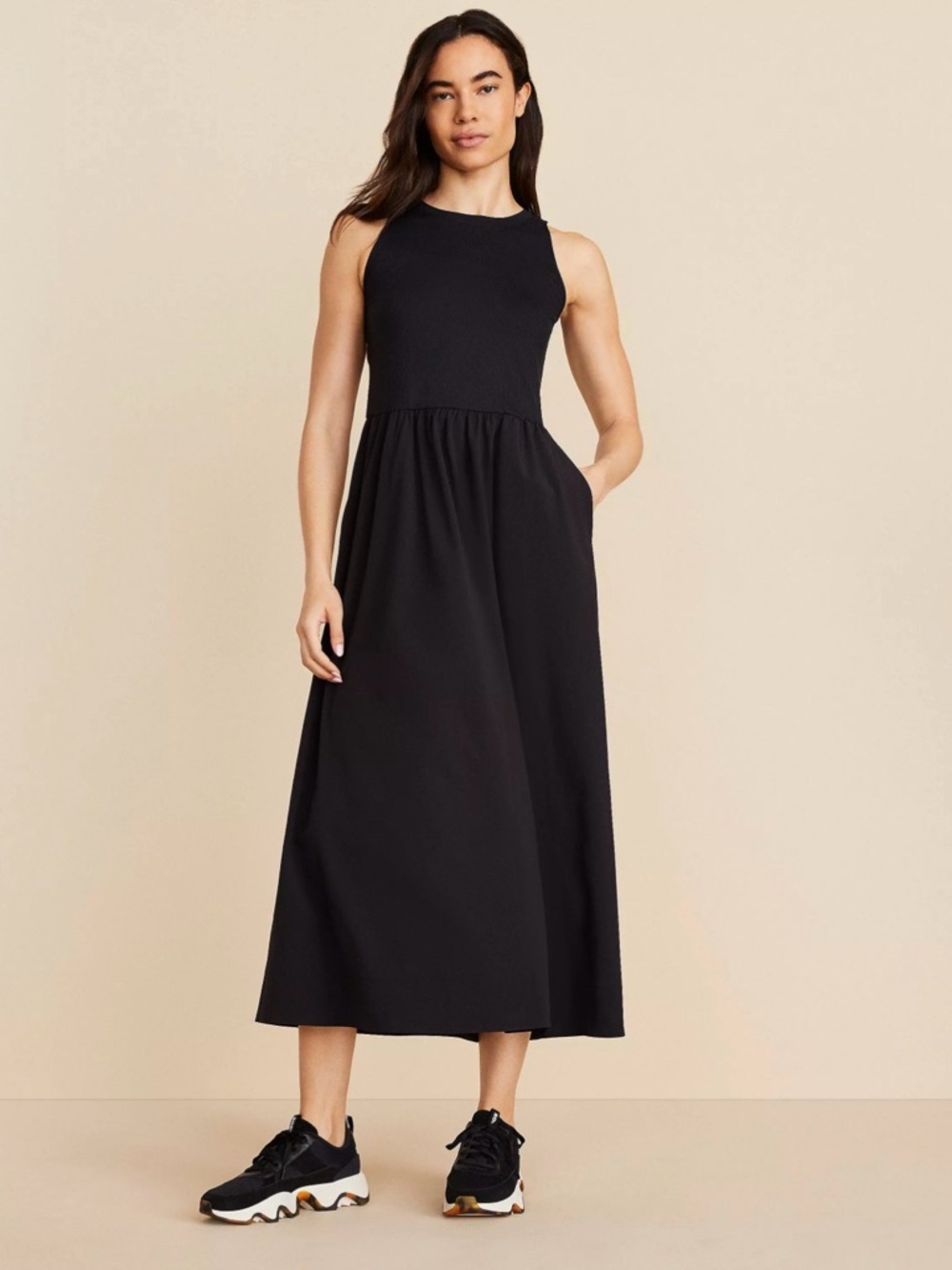 Sleeveless Black Maxi Dress with High Neck - The Loft